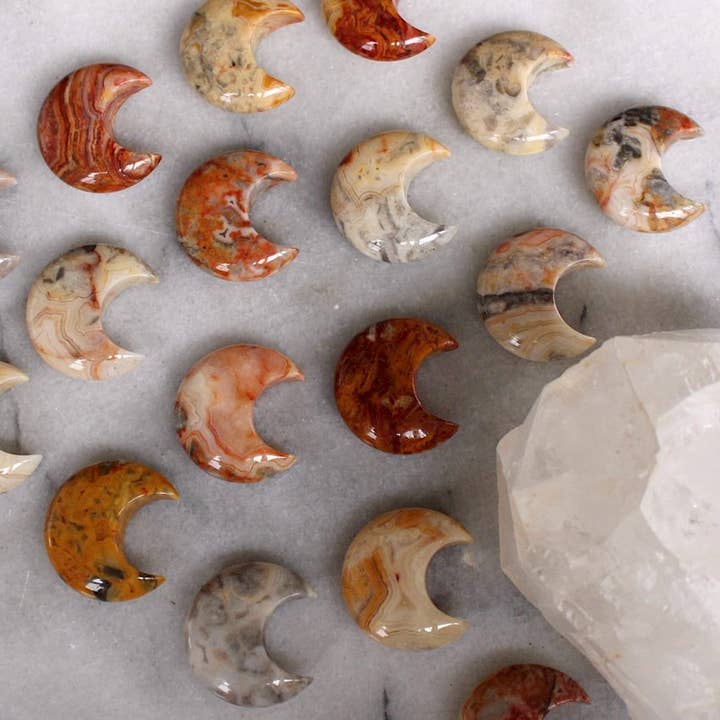 Crazy Lace Agate Moon (Crystals & Stones) for wholesale by Pebble House