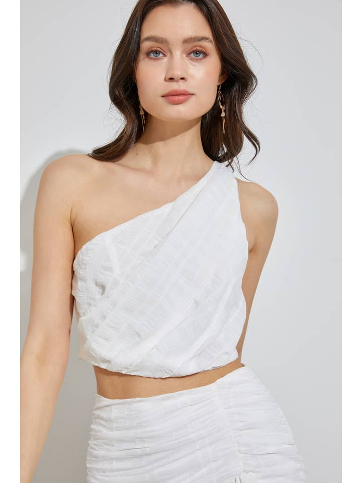 Mustard Seed - Wholesale Blouse - Women's - ONE SHOULDER CROP TOP