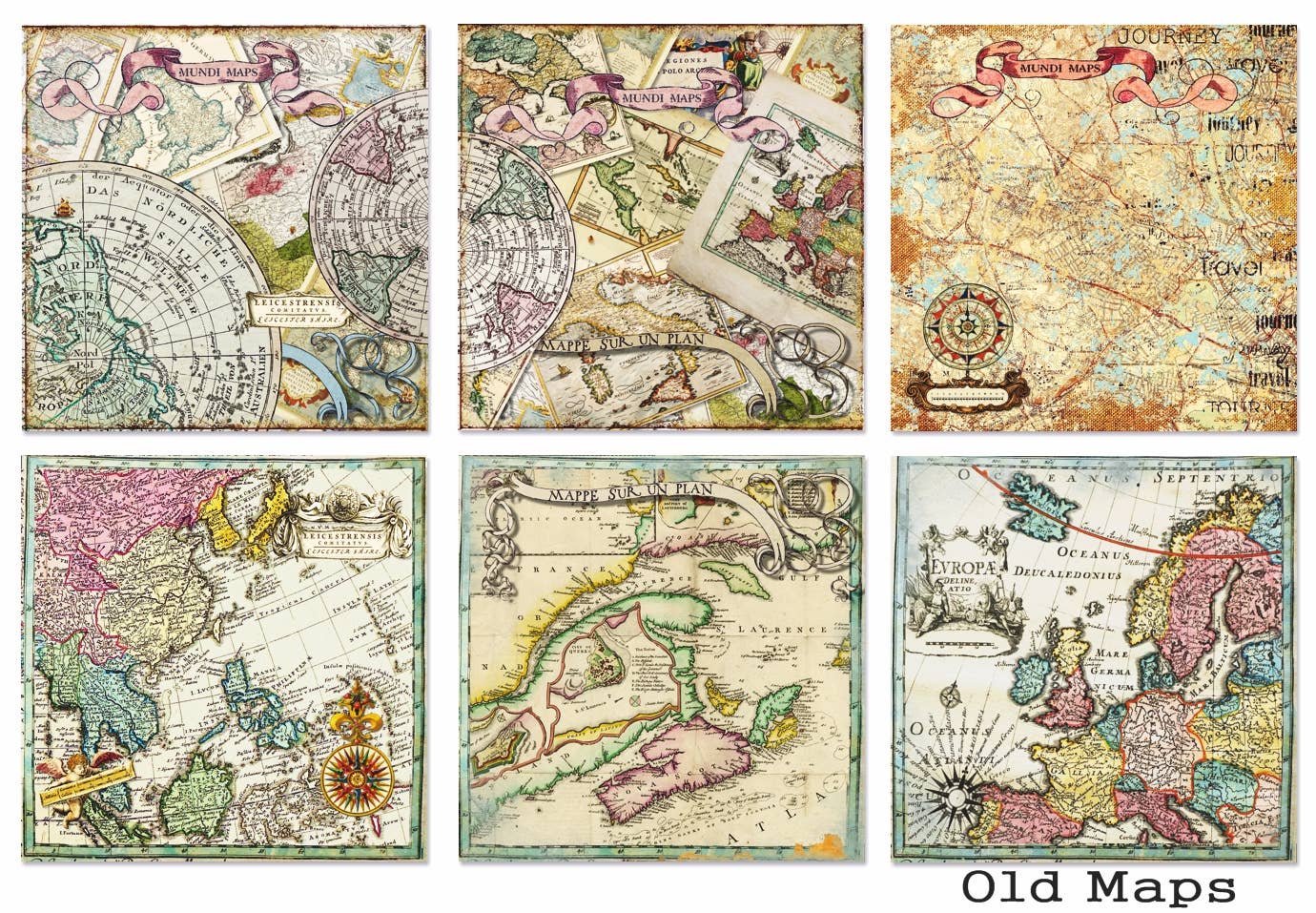 DECORER - Wholesale Scrapbook - old maps - 8'X 8' Scrapbook Paper2