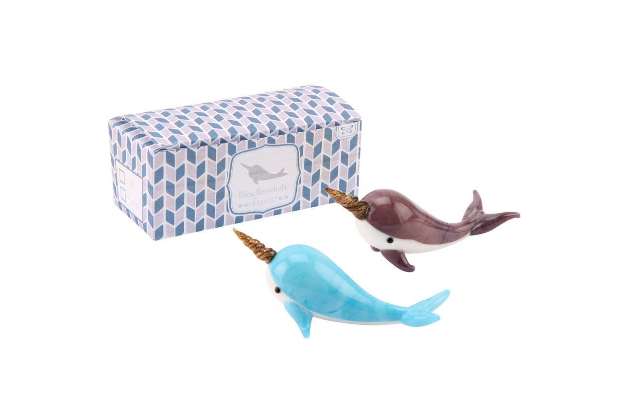 CGB Giftware - Venta al por mayor Figura decorativa - 2 Narwhale de cristal surtidos1