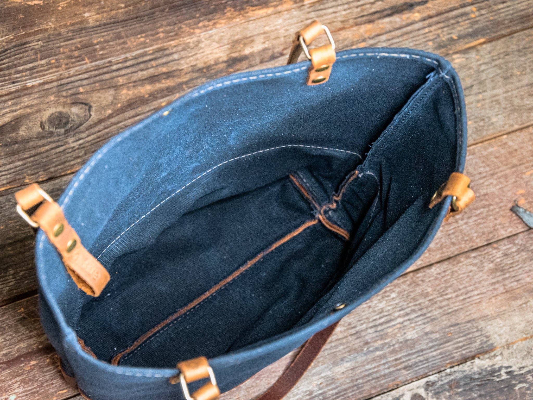 In Blue Handmade - Wholesale Tote Bag - Women's - Essential Waxed Canvas and Leather Tote with Options20