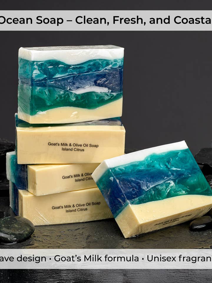 Summer Ocean Citrus Scented Handmade All-Natural Bar Soap and other Purchase Wholesale one hundred eighty degrees. Free Returns & Net 60 Terms on Faire trending on Faire.
