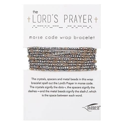 The Lord's Prayer Stretch Wrap Bracelet; Carded for wholesale by Roman