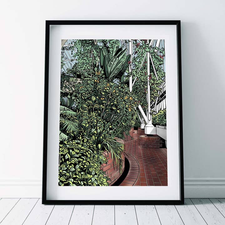 Kunsttryk/Barbican Conservatorie/Brick Path for engroshandel hos Freya's Prints