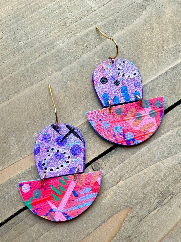 No. 290 | faux leather hand painted dangle earrings for wholesale by enika