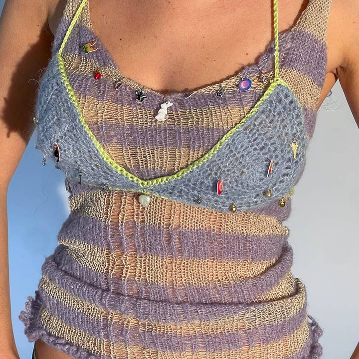 1/1 crochet charmed bra top for wholesale by Haricot Vert