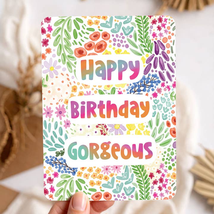 Card flowers congratulations birthday woman postcard for wholesale by Aniet Illustration