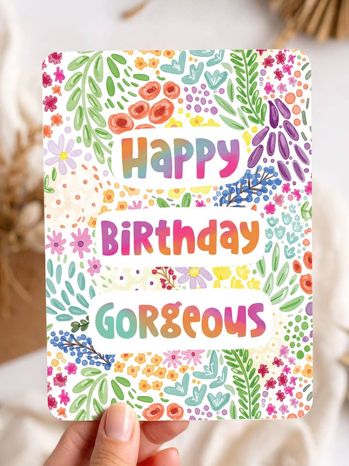 Kaart bloemen felicitatie verjaardag vrouw ansichtkaart voor wholesale door Aniet Illustration