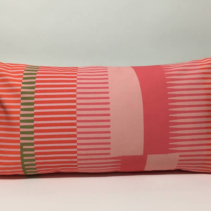 Combed Stripe Cushion - Rose, Orange + blush for wholesale by Sharon Jane Studio