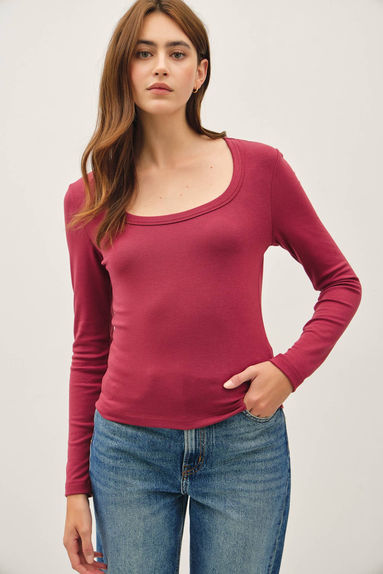 Be Cool - Wholesale Knit Top - Women's - BASIC SCOOP NECK LONG SLEEVE TOP16