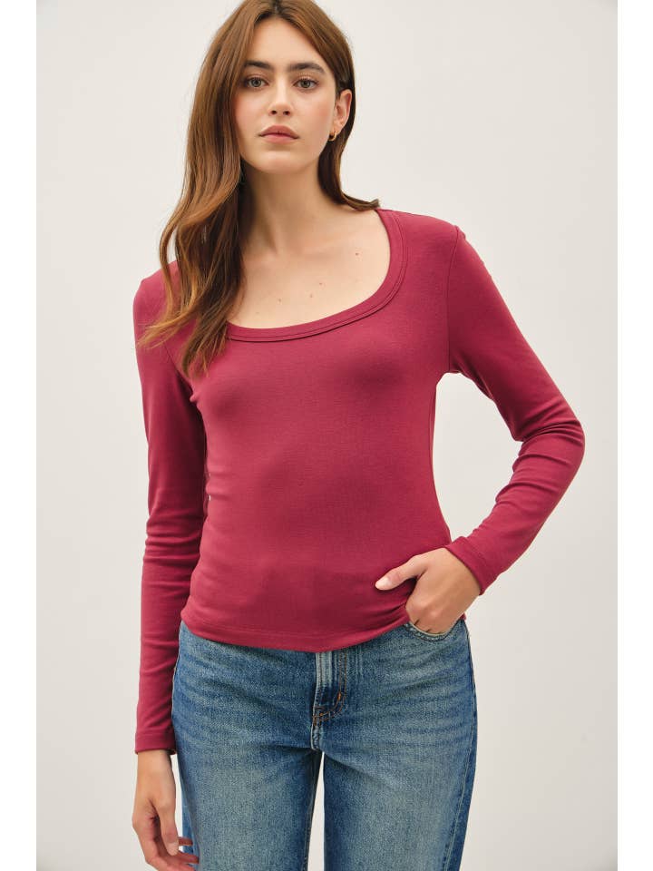 Be Cool - Wholesale Knit Top - Women's - BASIC SCOOP NECK LONG SLEEVE TOP16
