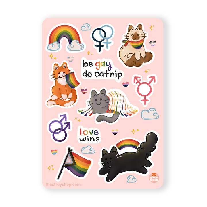 The Stray Shop - Wholesale Sticker - Pride Kitties Sticker Sheet