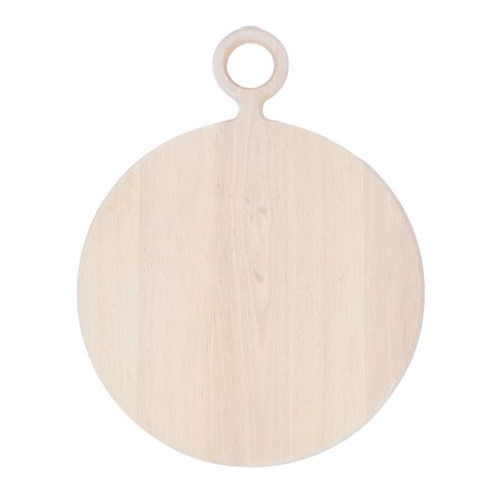 Round Cheese Board with Handle | White-Washed Wood for wholesale by HOST AT HOME by The Bamboo Abode