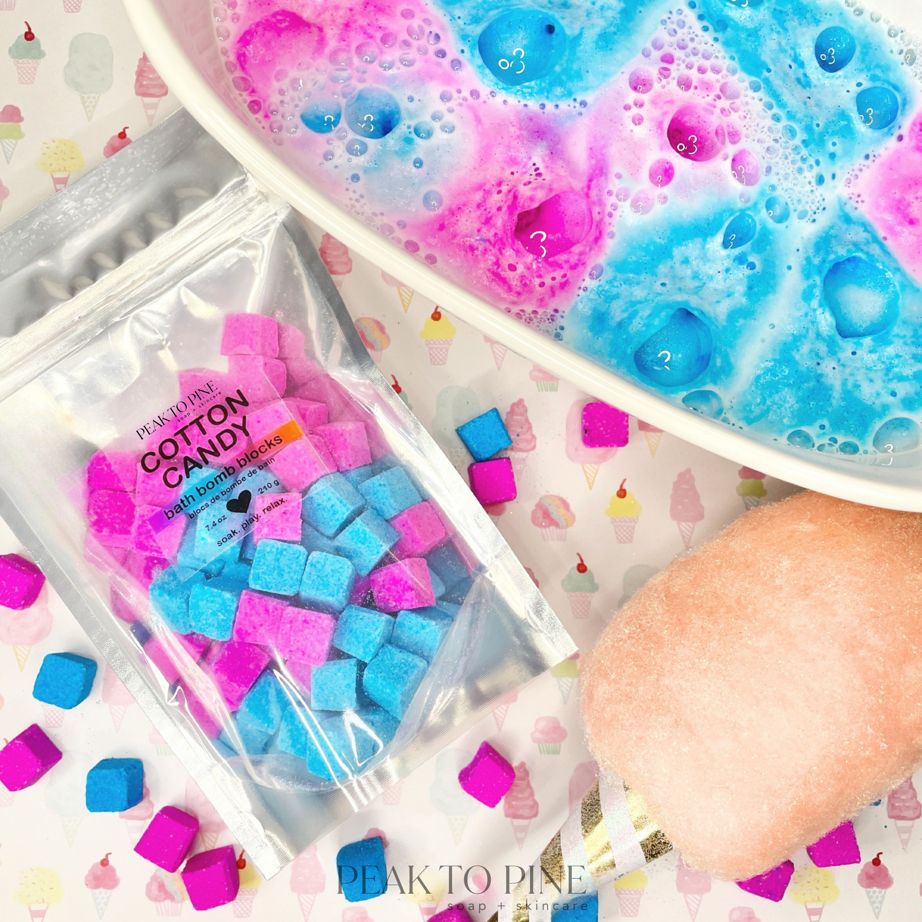 Peak To Pine Designs – wholesale Bath bomb/fizz – Cotton Candy - Bath Bomb Blocks0