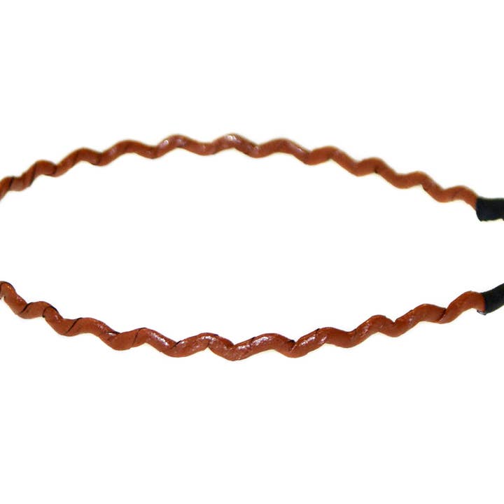 Alice Haarreif aus Kunstleder mit Zickzack — Kastanie für den Großhandel von Hepburn & Co.