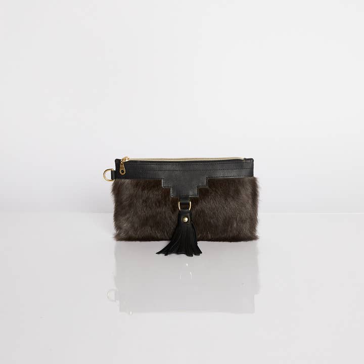 BEASTLY : LEATHER CLUTCH IN BLACK for wholesale by Just Joey Rose