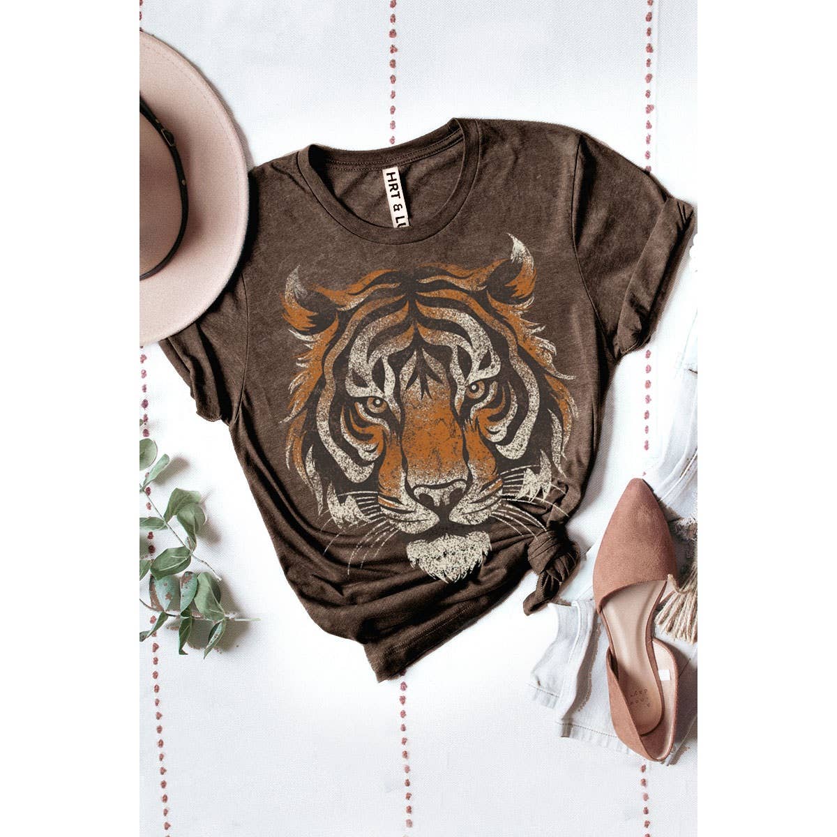 HRTandLUV - Wholesale Screen printed t-shirt – Women′s - TIGER BIG FACE MINERAL GRAPHIC TEE1