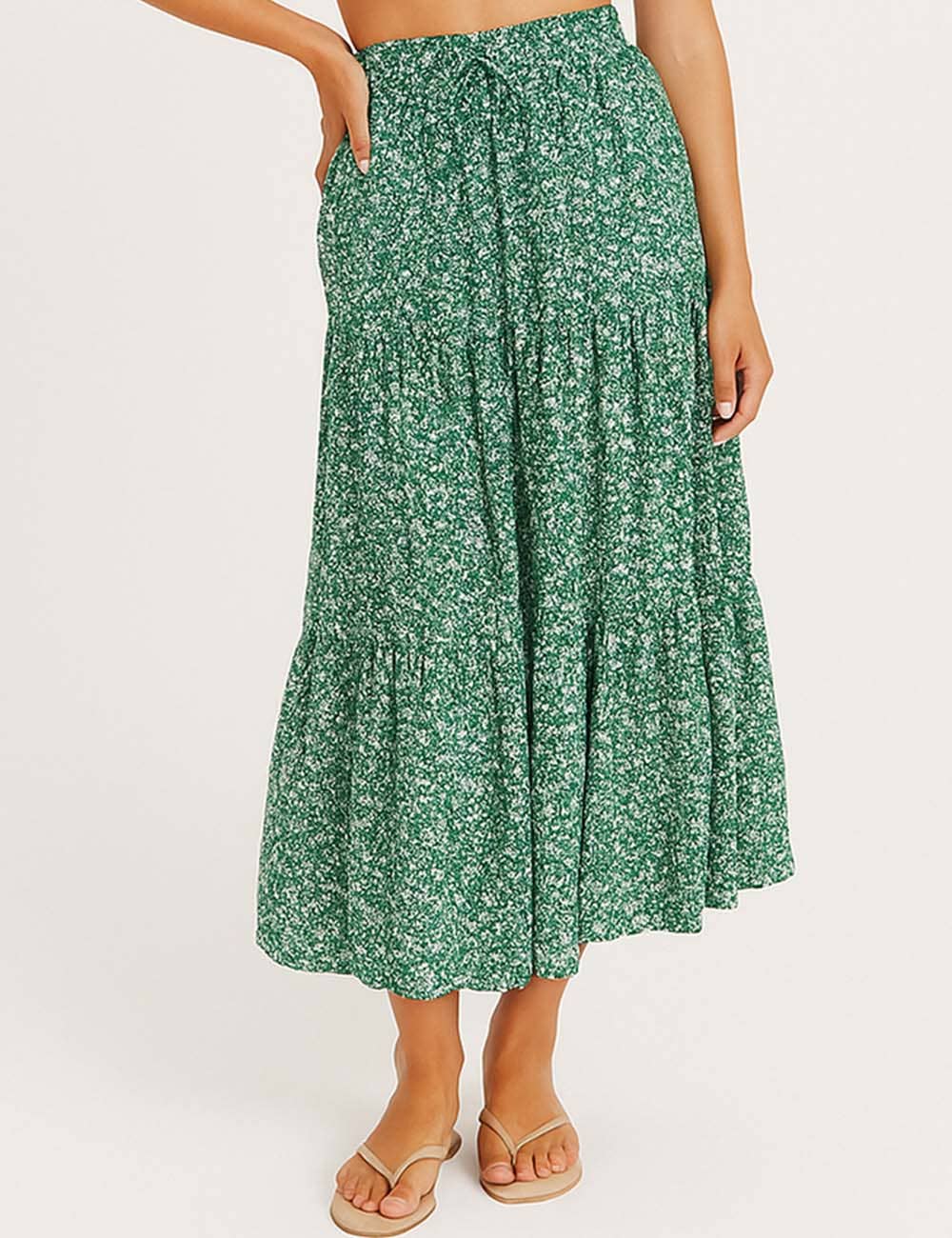 Sweetkama - Wholesale Skirt - Women's - Ladies Boho Elastic Waist Ruched Drawstring Skirt19