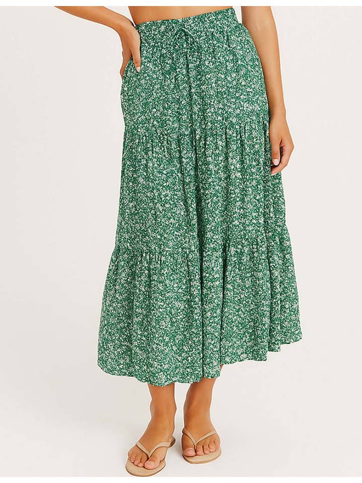 Sweetkama - Wholesale Skirt - Women's - Ladies Boho Elastic Waist Ruched Drawstring Skirt19