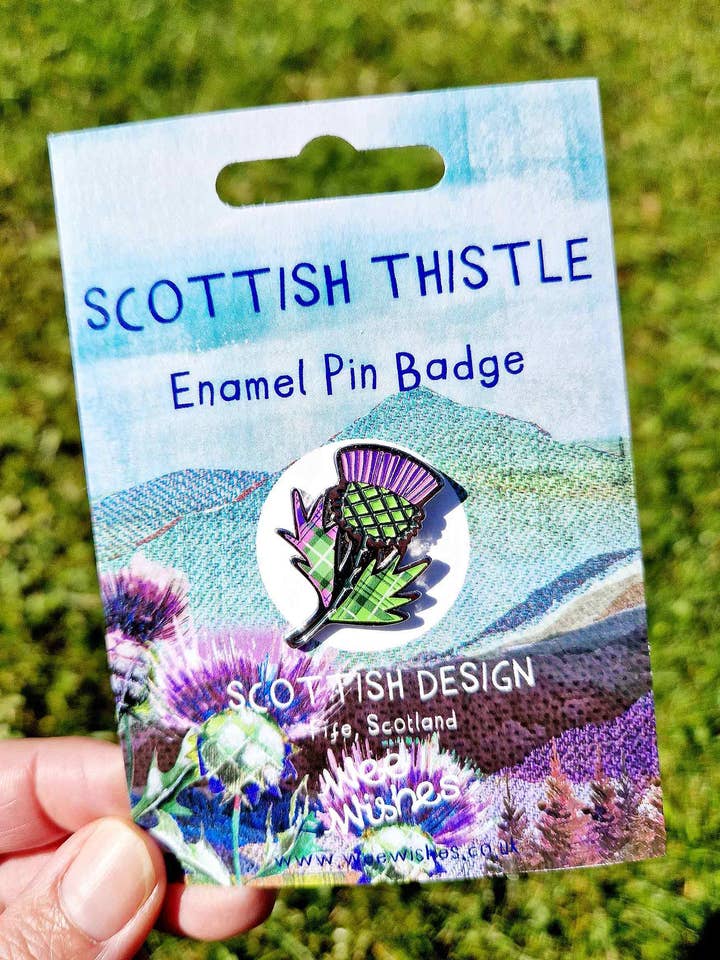 Scottish Thistle Enamel Pin Badge WWPB03 for wholesale by Wee Wishes