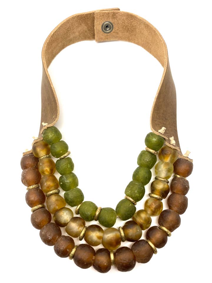 Krobo 3 Strand • Moos für den Großhandel von Stephanie Leigh Jewelry