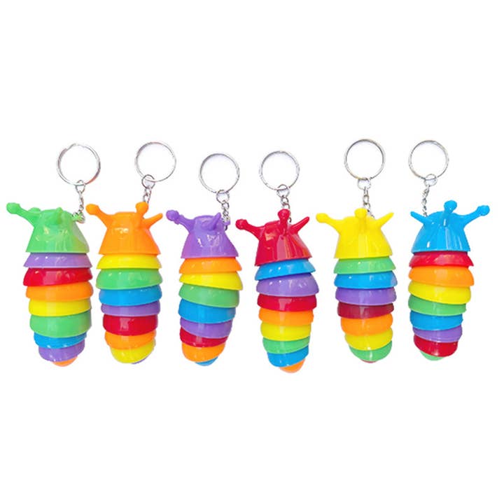 PR GROUPS LLC – Engroshandel Nøglering - Børn – Farverig Snegle Fidget Nøglering - Assorterede
