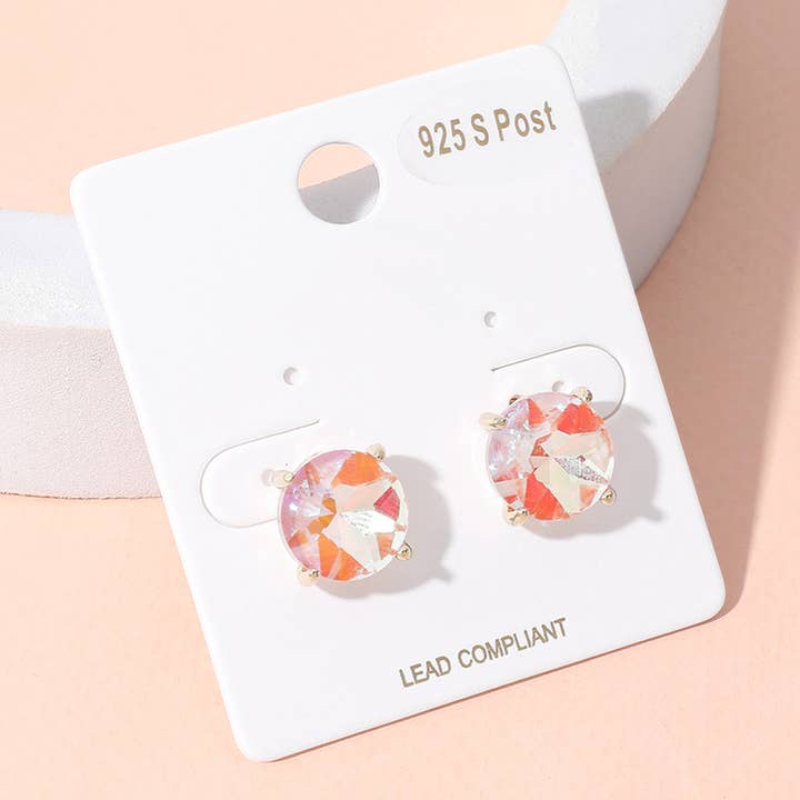 Sensibling Corp. - Wholesale Stud/Post Earrings - Round Stone Cushion Stud Earrings