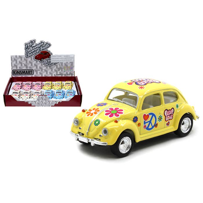 Gypsy Rose - Wholesale Toy Car/Truck - Kids - 1967 Volkswagen Classical Beetle with Pastel Peace Decal 2″
