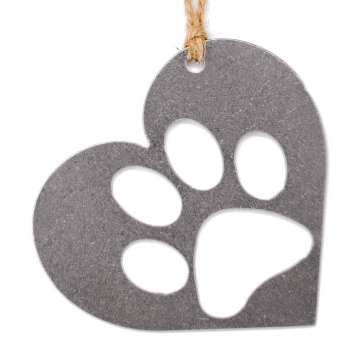 Keystone Steel Co. - Wholesale Ornament - Heart with Dog Paw Print Ornament0