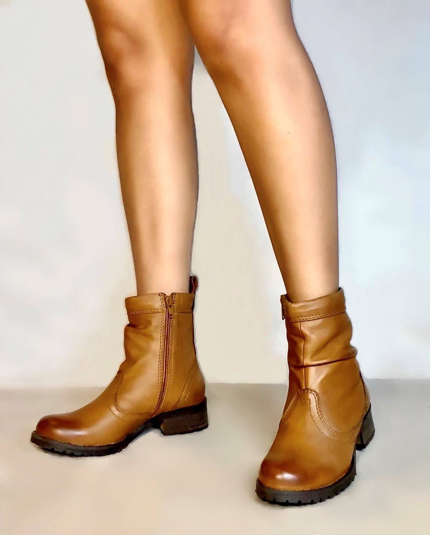 Only Partners - Wholesale Booties - Women's - Alexa Tan Slouchy Suede Zip Up Boot3