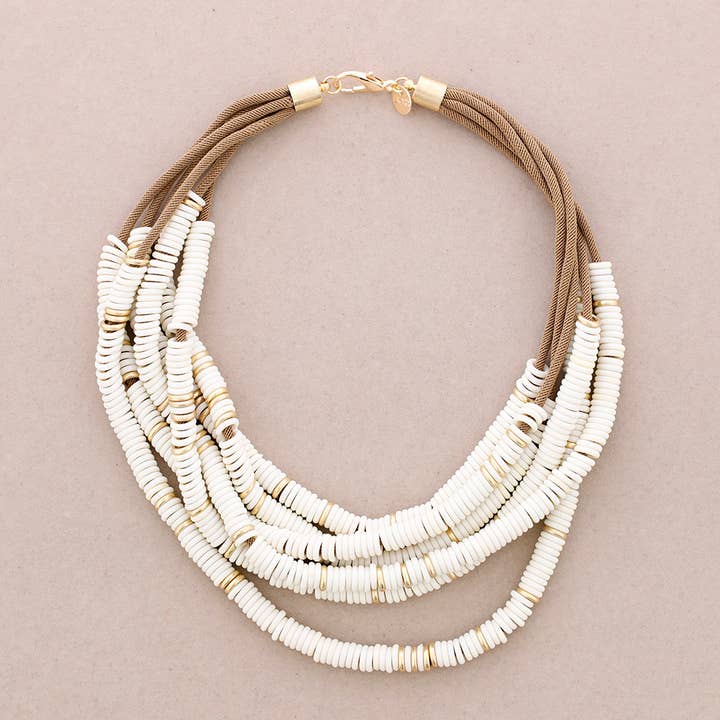 La Cuerda De Sol - Wholesale Beaded/Pearl Necklace - 6 Strips Beaded Resin Necklace