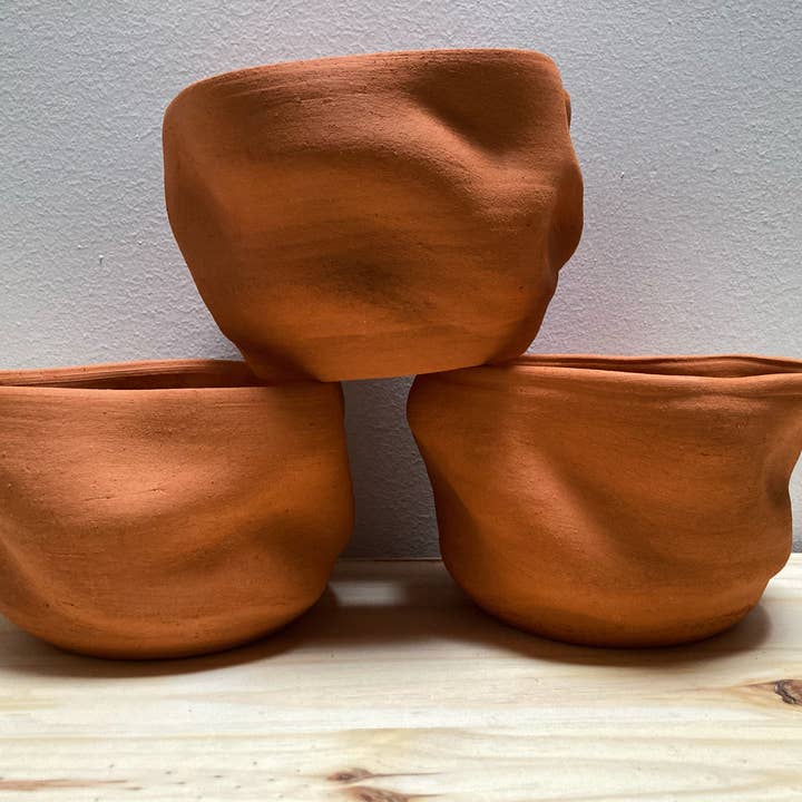 Raw Wobble Planter - TerraCotta for wholesale by Katie Troisi Pottery