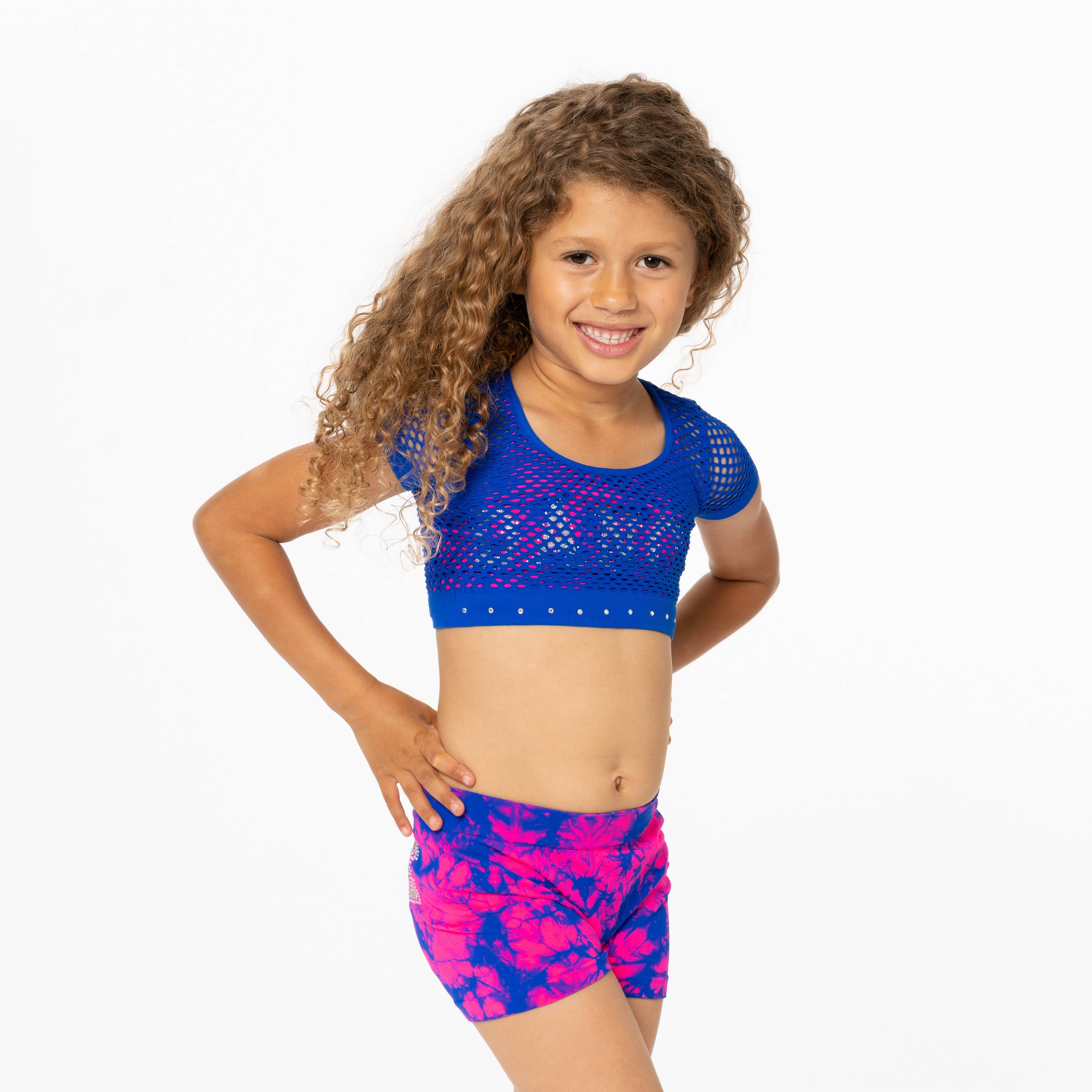 Malibu Sugar - Vente Débardeur – enfant - Top Crop Dance en maille avec bande en strass pour petites filles, 4 à 6 pièces6
