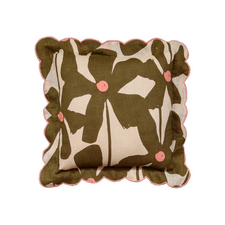 Mosey Me - Wholesale Throw/Decorative Pillow - Olive Poppy Cushion