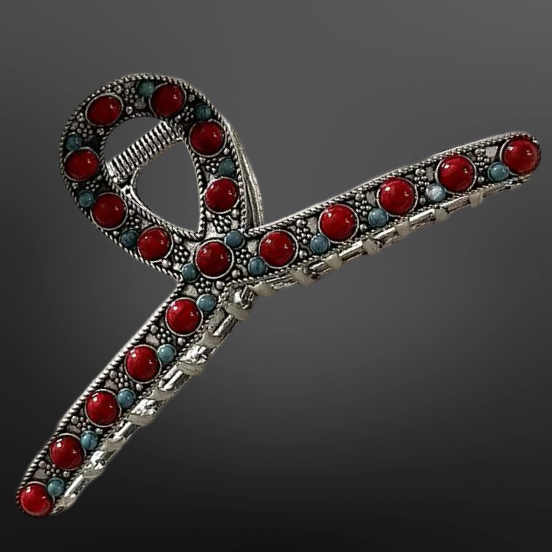 Westrian International - Vente Pince à cheveux – femme - Pince à cheveux perlée avec griffe en corail turquoise occidental5