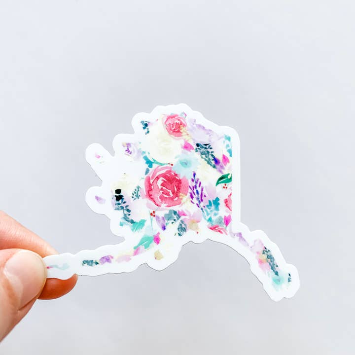 Adesivo con motivo floreale dell'Alaska per la vendita all'ingrosso da parte di Wildflower Paper Company
