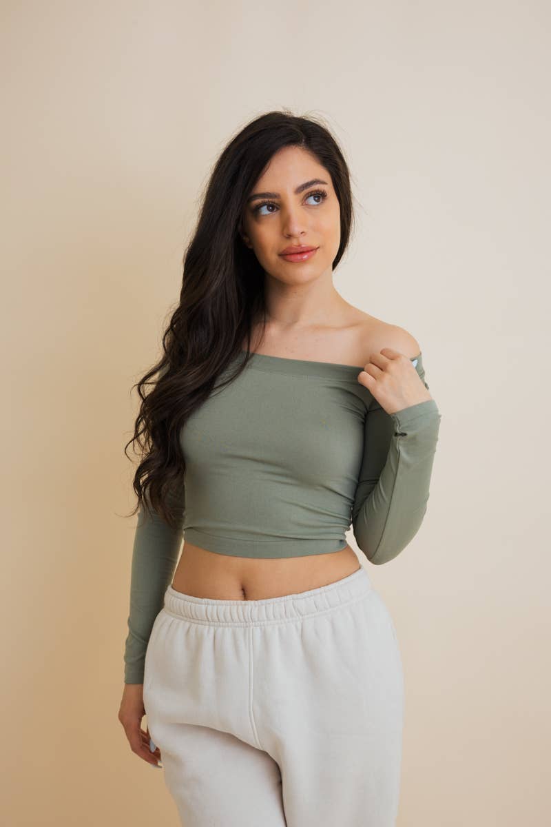 Leto Accessories - Wholesale Knit Top - Women's - Long Sleeve Crop Top in Sage,Ivory,Wine,Mocha and Black11