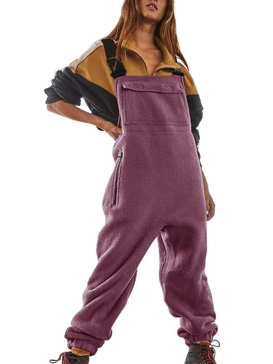 HIDDENBRAND - Wholesale Jumpsuit - Women's - Cargo Fleece Backpack Buckle Jumpsuits4