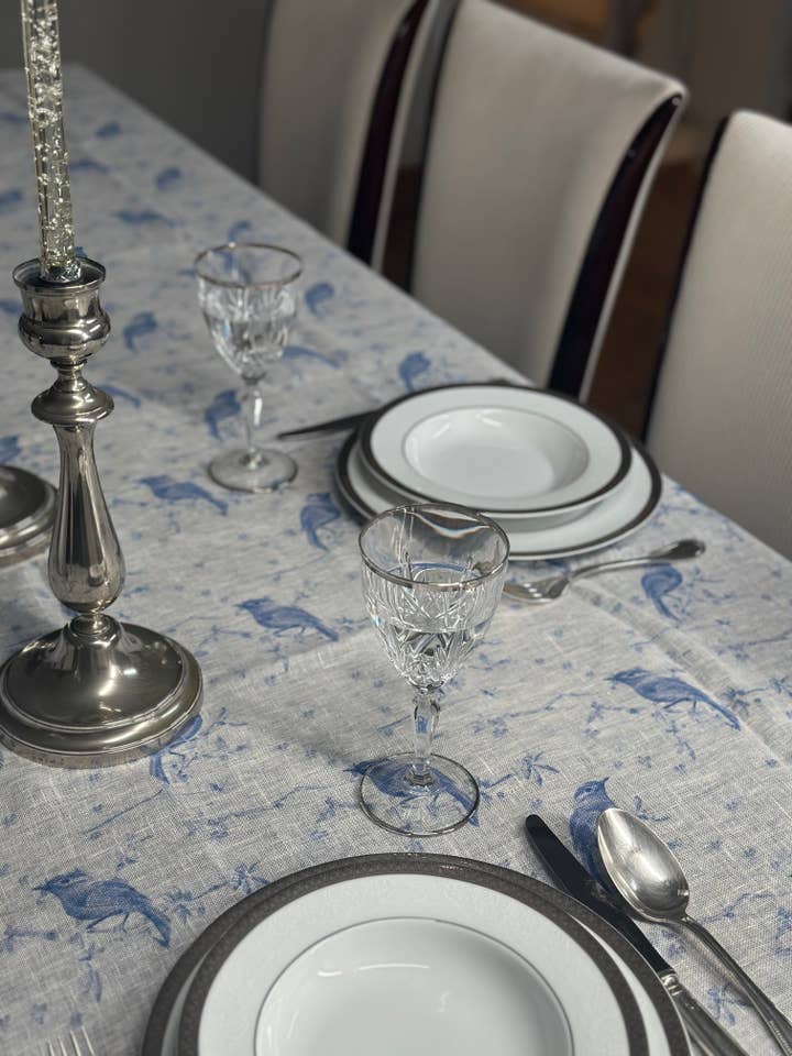 Birds Linen Tablecloths for wholesale by Nile Cottons