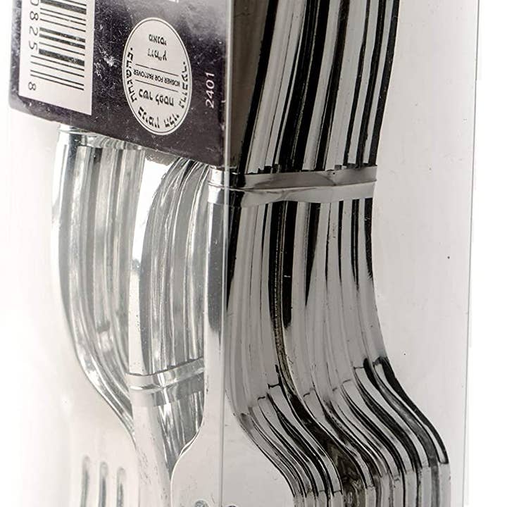 EcoQuality - Wholesale Disposable Tableware Pack - Disposable Plastic Silver Mini Forks - 4 inch Silver Plastic2