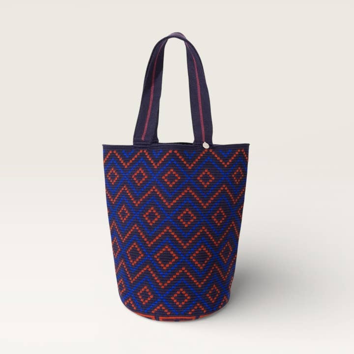 Geometric round tote M | Navy for wholesale by Guajii Design