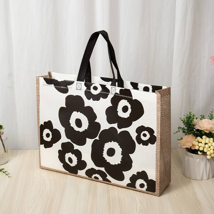 ByHome - Wholesale Gift Bag - 50pcs, 3 sizes Classical black Flower non-woven gift bag