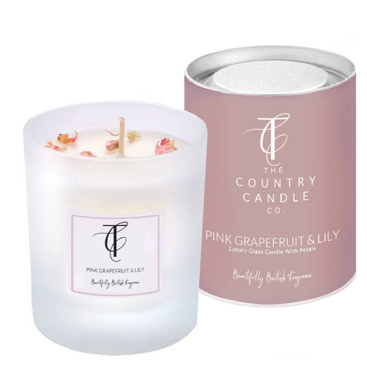Pastels-Pink Grapefruit & Lily 30cl Glass Candle for wholesale by The Country Candle Co.