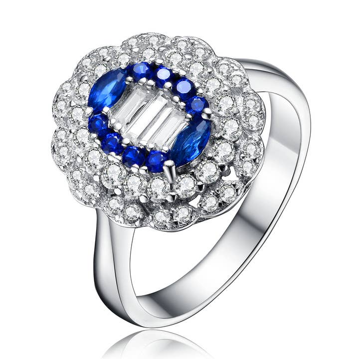 Bague en argent sterling avec saphir scintillant CZ pour la vente par Genevive