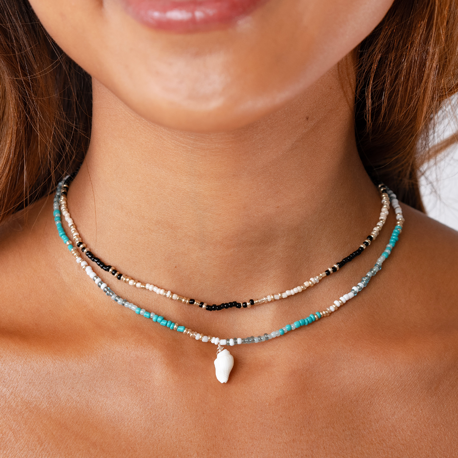 Lotus and Luna - Wholesale Beaded/Pearl Necklace - Sandy in Sanibel Seed Bead Shell Necklace1