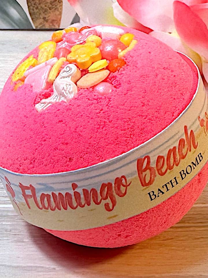 Bombe de Bain Ronde Plage Flamingo pour la vente par Mandatory Me Time