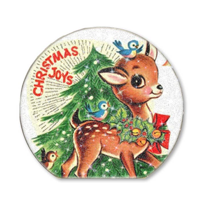 SNOWGLOBE SITTER RETRO REINDEER (WITH GLITTER) for wholesale by Jarmz Designs