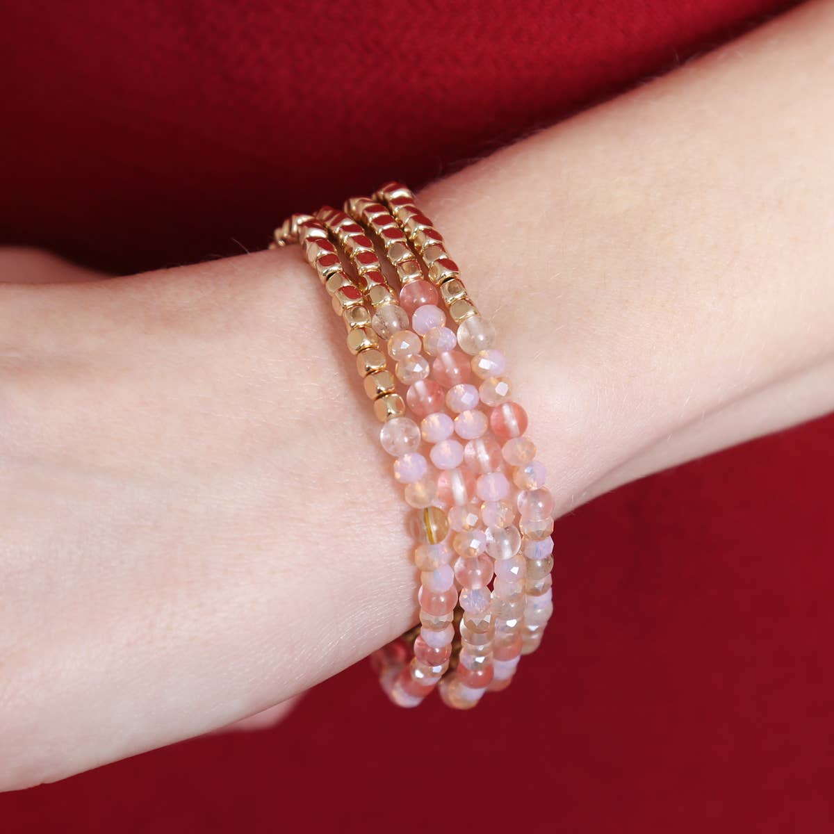 MYS Wholesale Inc - Wholesale Beaded Bracelet - Brass, Stone, Glass Four Set Beads Bracelet23