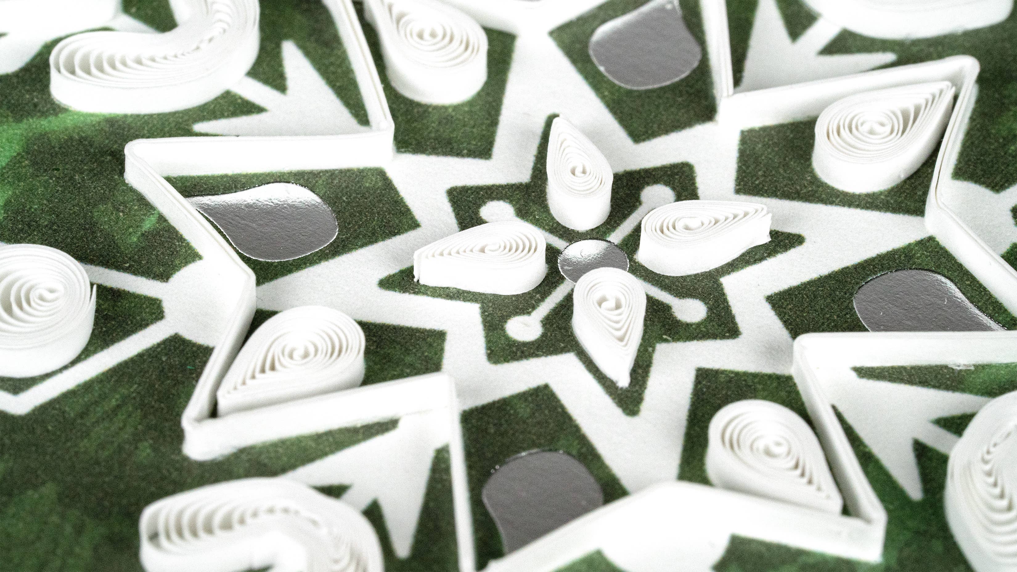 Quilling Card - Wholesale Season's Greetings Card - Quilled Snowflake on Pine Greeting Card2