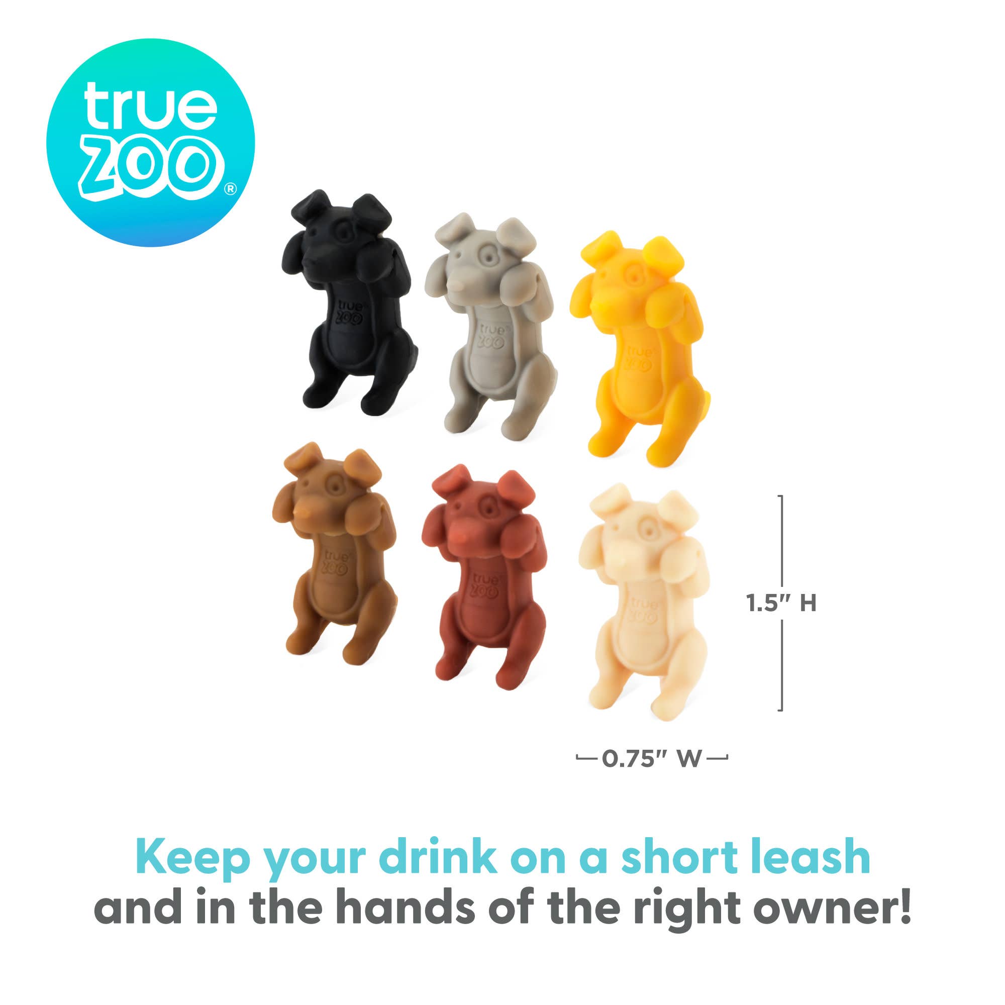 TRUE - Vente Marqueurs pour verres à vin/cocktail - TrueZoo Spot On Marqueurs de Boissons en Silicone pour Chiens, Set de 65